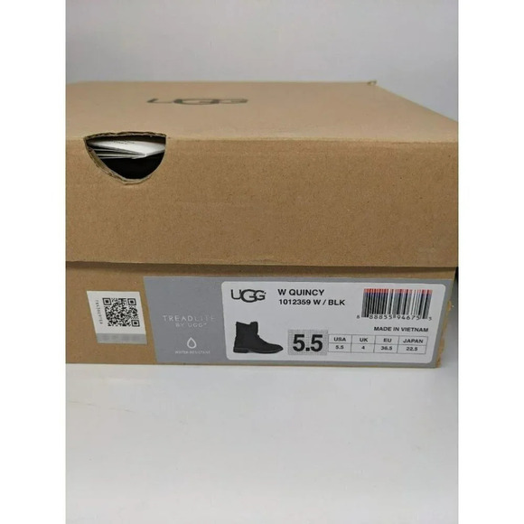 UGG Quincy Women's Faux Shearling Lined Combat Black Boots Size 5.5 - Picture 7 of 7